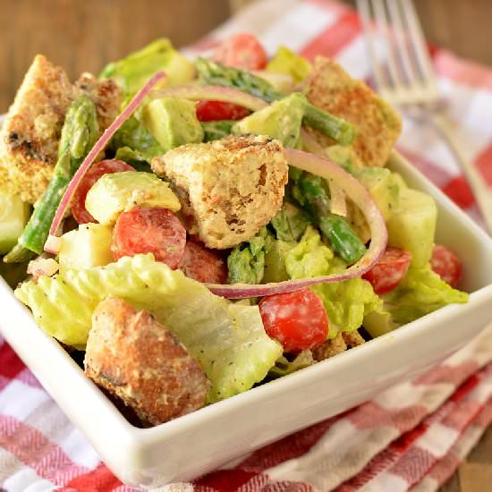 Vegan Caesar Panzanella - Recipe photo by coffeeandquinoa