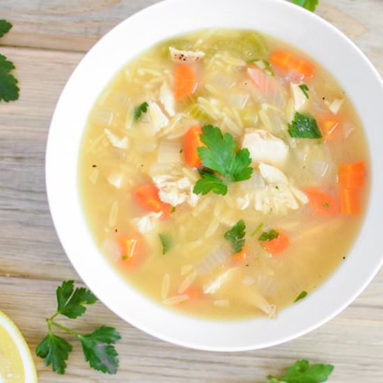 Chicken and Lemon Orzo Soup - Recipe photo by cookingandbeer