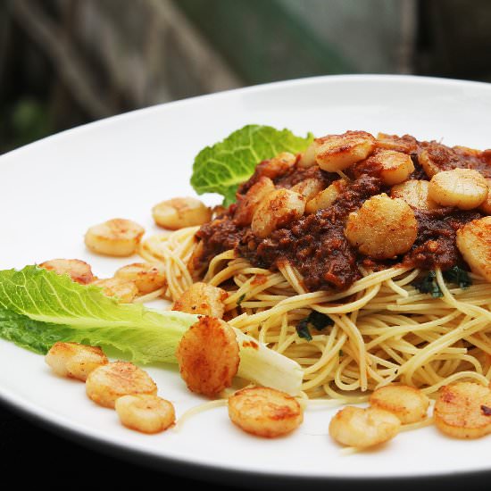 Roasted Garlic Pasta Seared Scallop - Recipe photo by Dentist Chef
