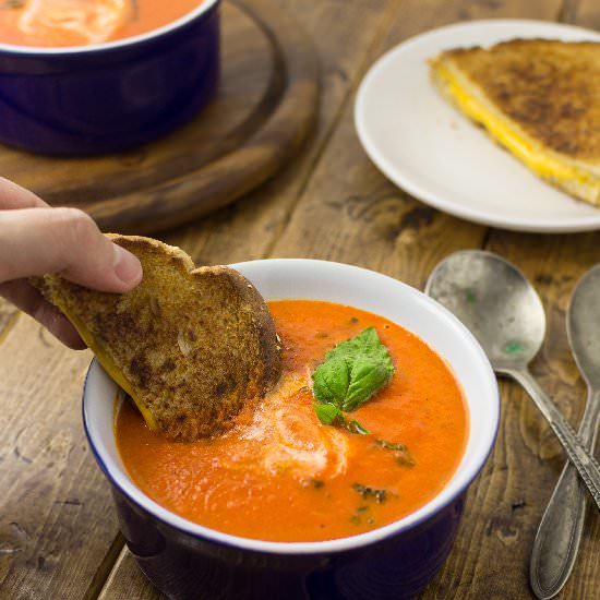 Roasted Tomato Basil Bisque - Recipe photo by littlespicejar