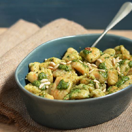 Pumpkin Gnocchi and Coriander Pesto - Recipe photo by Ginja