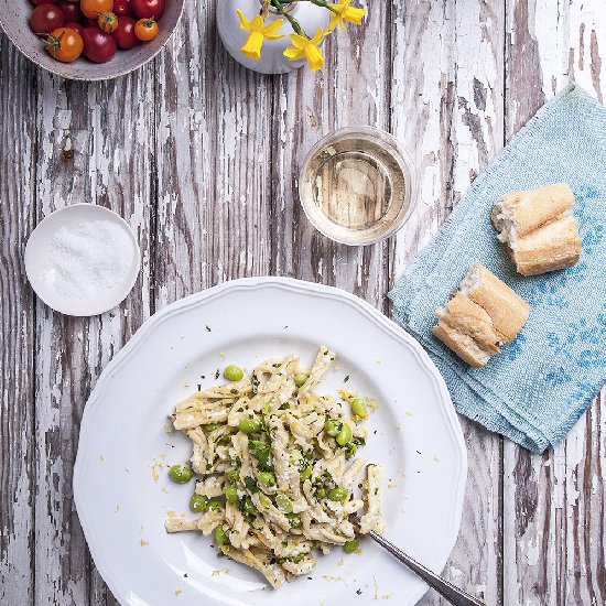 Fusilli with Favas, Mint & Ricotta - Recipe photo by fforfood