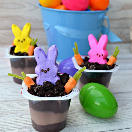 Peeps Pudding Cups in OREO Dirt - Recipe photo by AThriftyMom