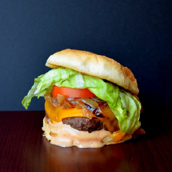 Cheeseburger with Pink Sauce - Recipe photo by Happily Spiced