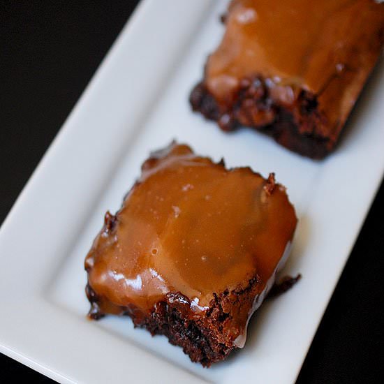 Brownies with Salted Caramel Sauce - Recipe photo by evabakes