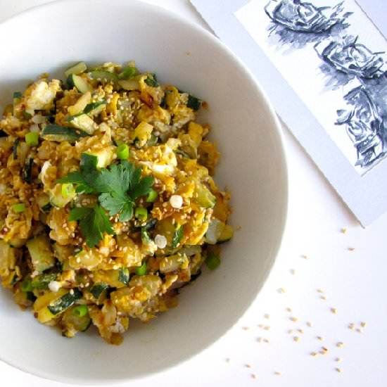Spicy Scrambled Eggs with Zucchini - Recipe photo by letsregale