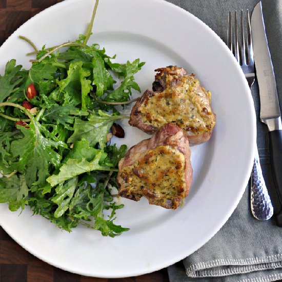 Dijon and Herb Roasted Lamb Chops - Recipe photo by PinchandSwirl