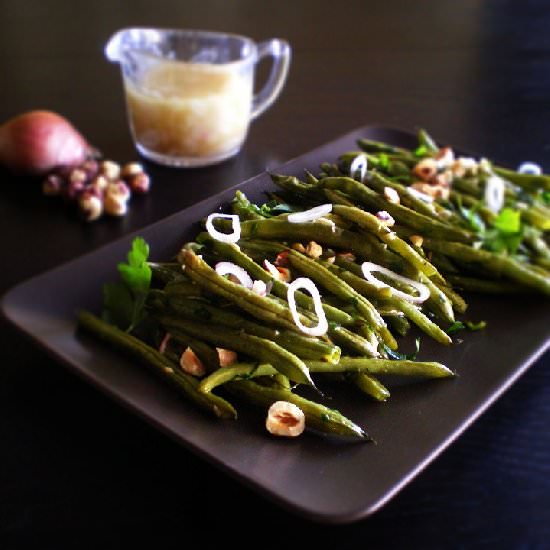 Roast Green Beans With Hazelnuts - Recipe photo by Karen Maginnis
