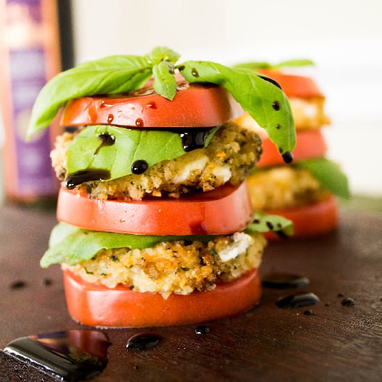 Fried Mozzarella Stacks - Recipe photo by Domestically Blissful