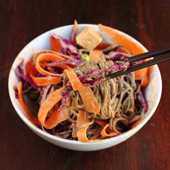 Soba Noodle Bowl with Peanut Sauce - Recipe photo by TheVietVegan