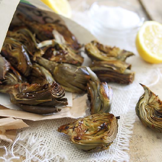 Crisoy Roasted Baby Artichokes - Recipe photo by Running to the Kitchen