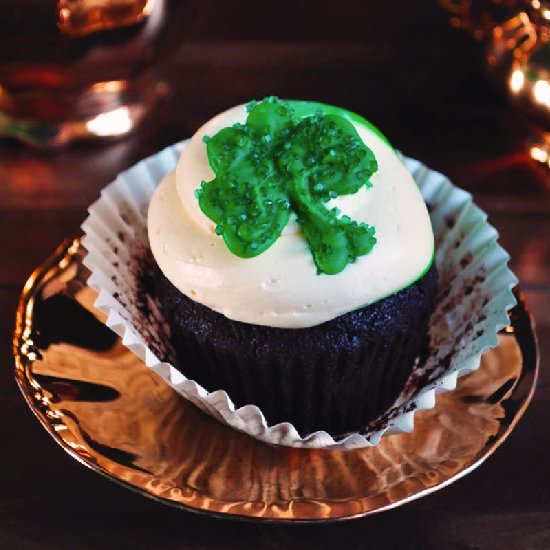 St. Patrick's Black Velvet Cupcake - Recipe photo by JuniperCakery