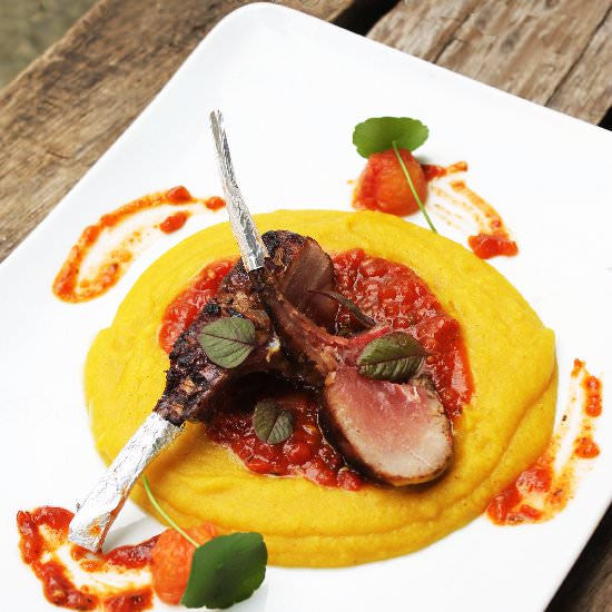 Smoked Lamb Rack Saffron Polenta - Recipe photo by Dentist Chef