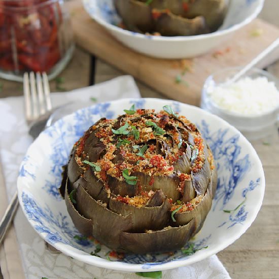 Sun-dried tomato & feta artichokes - Recipe photo by SheKnows Food Editor