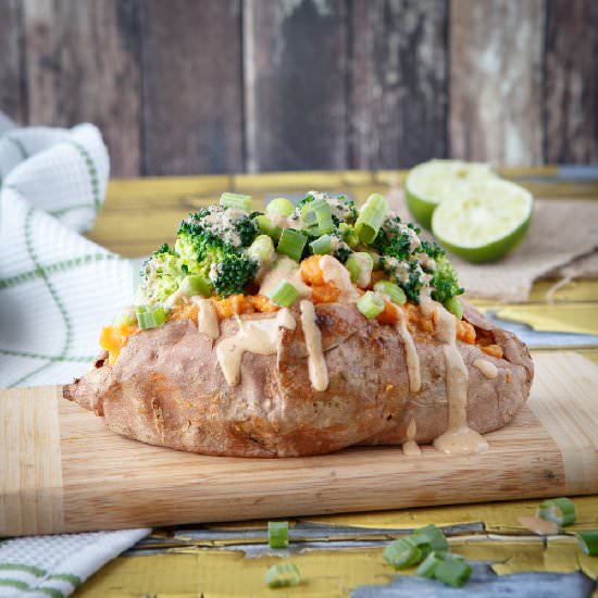 Thai Peanut Stuffed Sweet Potatoes - Recipe photo by sharedappetite