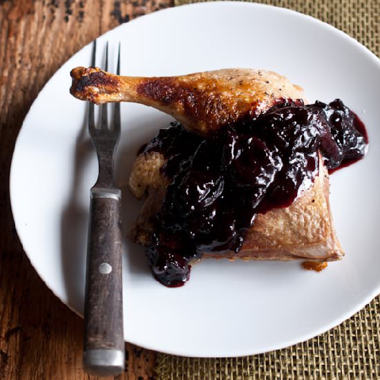 Roasted Duck Legs Porter Cherries - Recipe photo by TheBeeroness