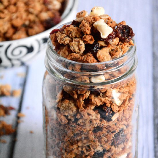 White Chocolate Cranberry Granola - Recipe photo by withsaltandwit