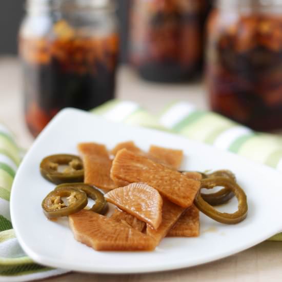 Korean Pickled Radishes & Jalapenos - Recipe photo by kmwizzle