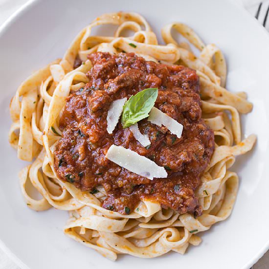 Fettucini Bolognese - Recipe photo by thecozyapron