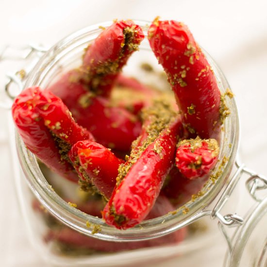 Stuffed Red Chilli Pickle - Recipe photo by Confusedbawarchis