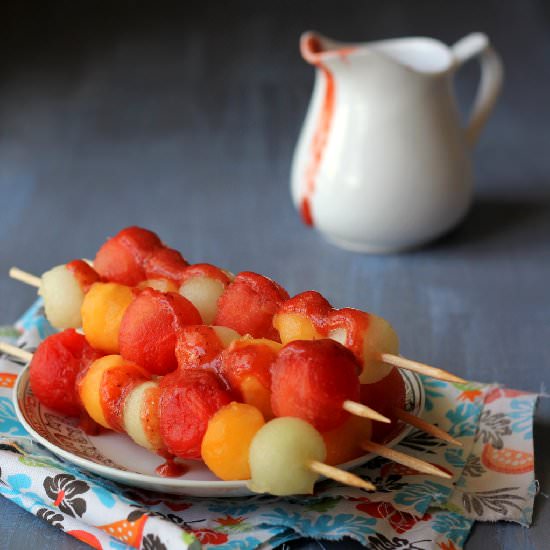Melon Salad w/ Strawberry Dressing - Recipe photo by easyfoodsmith
