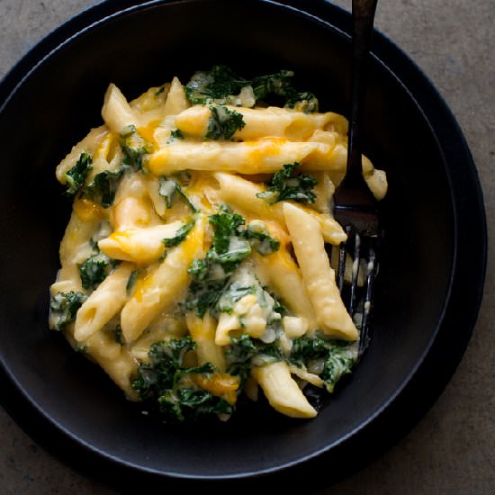 Stove Top Creamy Kale Mac & Cheese - Recipe photo by White On Rice Couple