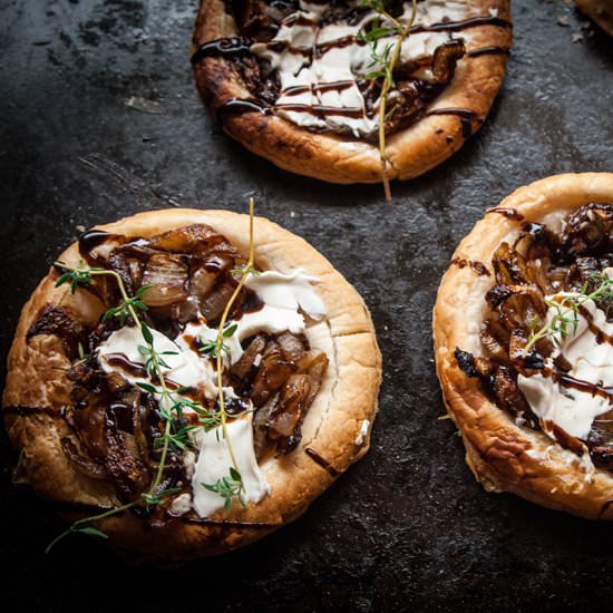 Caramelized onion tarts - Recipe photo by rhiannonveganmelbourne