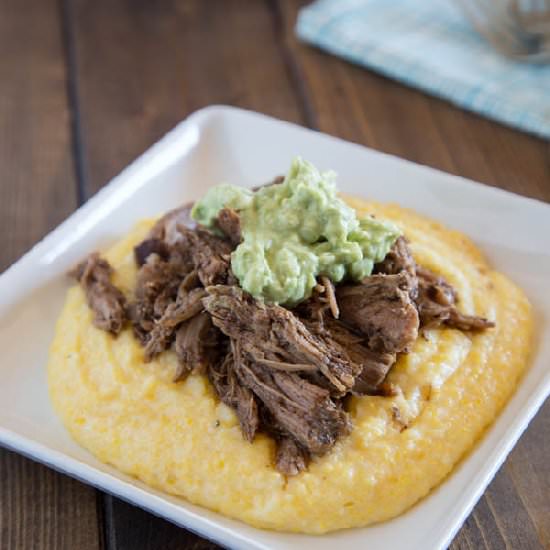Balsamic Pork with Polenta - Recipe photo by dinnersdishesanddesserts