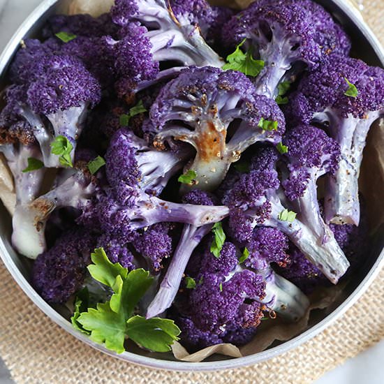 Roasted Purple Cauliflower - Recipe photo by the little epicurean