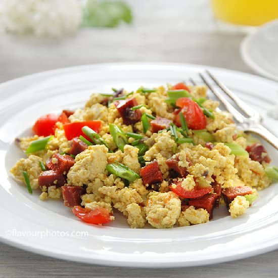 Vegan Tofu Scramble with 'Chorizo' - Recipe photo by flavourphotos
