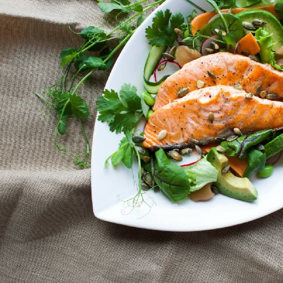 Salmon Salad with Wasabi Dressing - Recipe photo by myblueandwhitekitchen