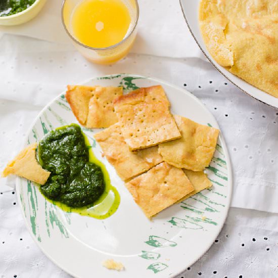 Socca with Cilantro Sauce - Recipe photo by elsbro