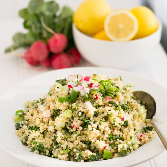 Kale and Radish Tabbouleh - Recipe photo by GourmetMommy