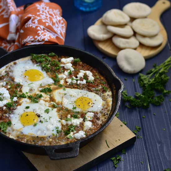 Lentil Shakshouka - Recipe photo by Debjani