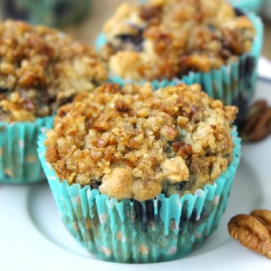 Blueberry Oatmeal Muffins - Recipe photo by TheHealthyMaven