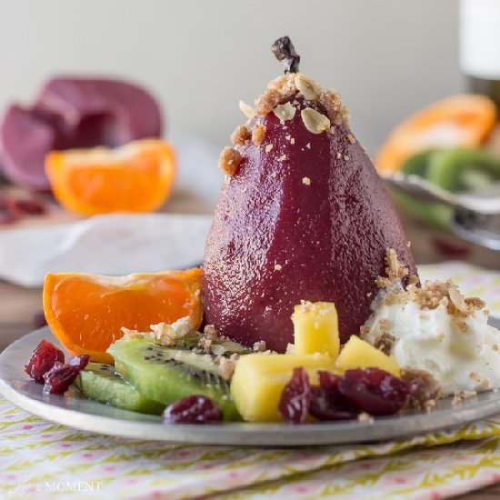 Sangria Poached Pears - Recipe photo by Baking a Moment