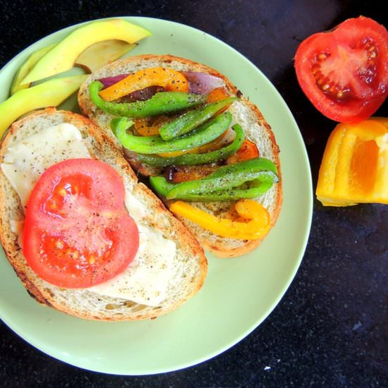 Avocado, Peppers & Cheddar Sandwich - Recipe photo by thesundayfoodapprentice