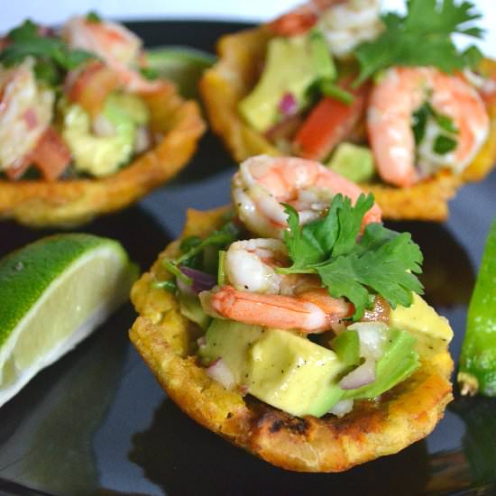 Plantain Cups with Shrimp & Avocado - Recipe photo by DelishDlites