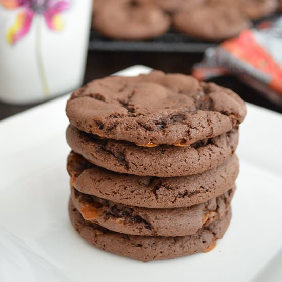Double chocolate Skor cookies - Recipe photo by trialsinfood