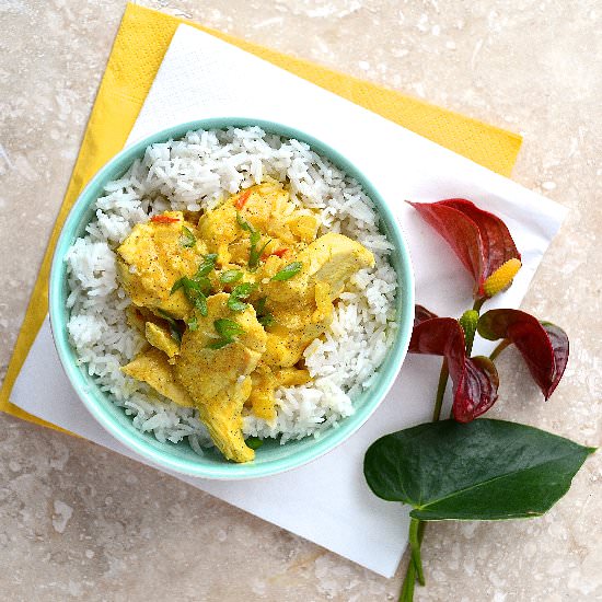 Chicken coconut milk and vanilla - Recipe photo by Catherine Cuisine