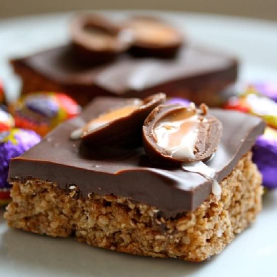 Cadbury creme egg flapjack - Recipe photo by Recipes from a normal Mum