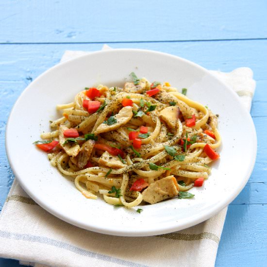 Skinny Cream Pasta with Chicken - Recipe photo by littlesunnykitchen