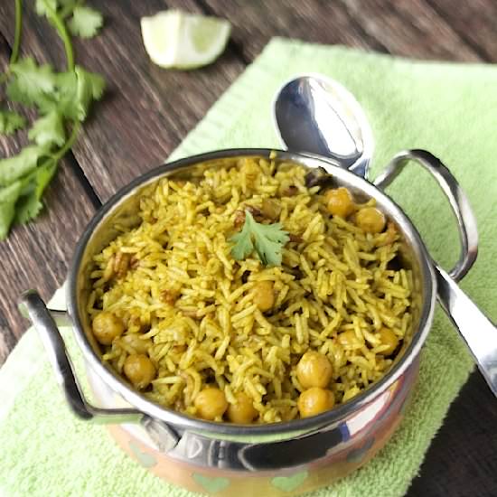 Cilantro & Channa Pulao - Recipe photo by Sasi