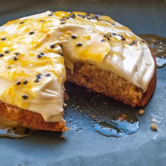 Vanilla passionfruit cake - Recipe photo by rhiannonveganmelbourne