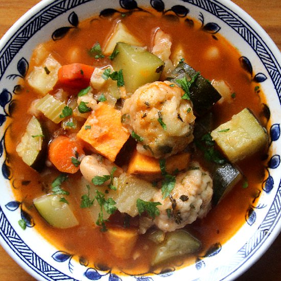Veggie Soup w/ Parmesan Dumplings - Recipe photo by debrapangestu