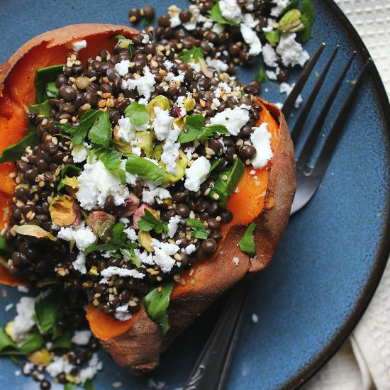 Lentil Stuffed Sweet Potatoes - Recipe photo by happyheartedkitchen