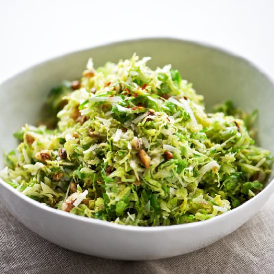 Shaved Brussels Sprouts Salad - Recipe photo by pixelsandcrumbs