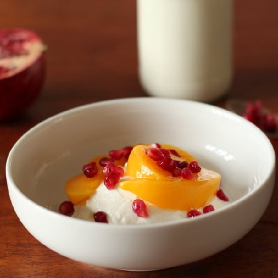 Yoghurt with Peaches & Pomegranate - Recipe photo by recipesfromapantry