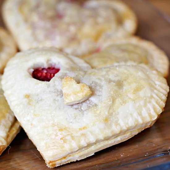 Heart Shaped Raspberry Pies - Recipe photo by B.Britnell