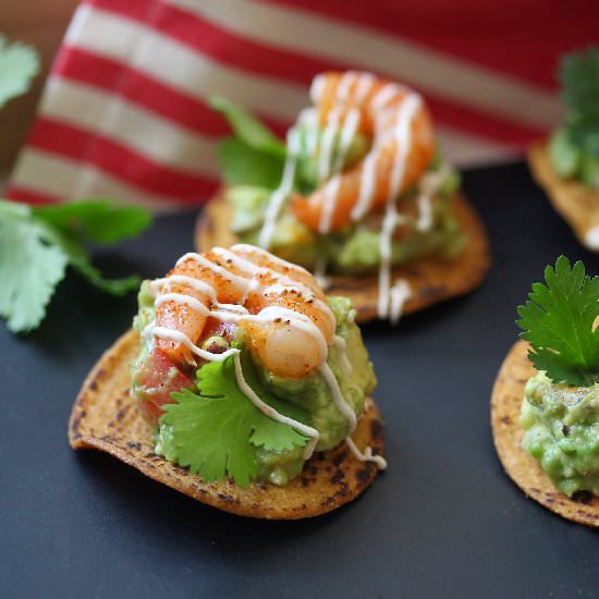 Chipotle Shrimp Tostada Bites - Recipe photo by gingersnapatx